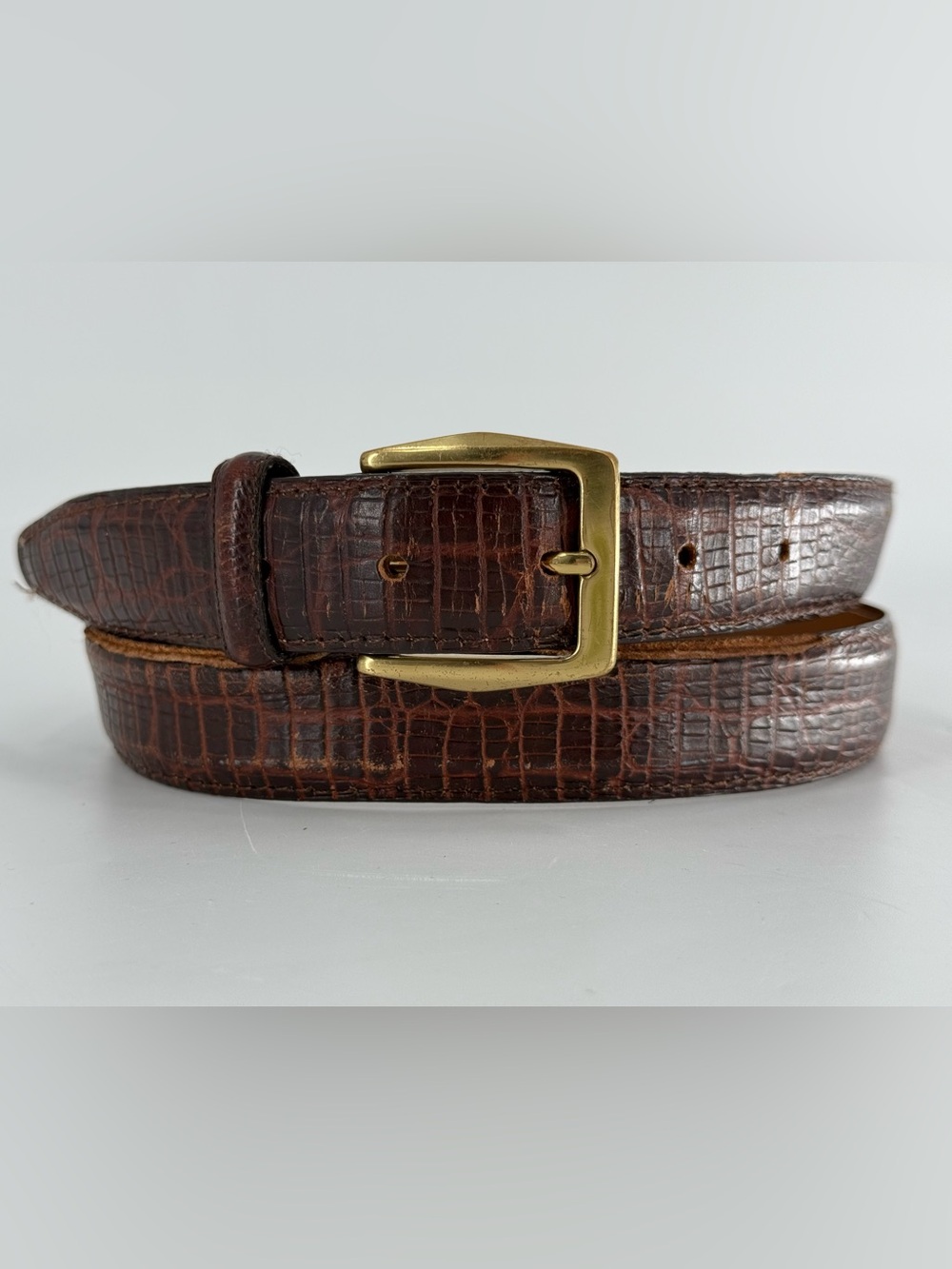 Vintage Croc Embossed‎ Italian Leather Belt 42